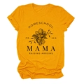 Detailansicht eines ingwergelben T-Shirts mit Homeschool Mama Blumen-Print-Design - S / Senfgelb (Schwarzer Text)