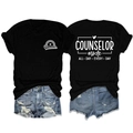 Front and back detail of black Counselor T-shirt with white slogan and denim shorts - Black (White Print)