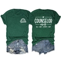 Front and back detail of counselor print t-shirt with distressed denim shorts set - Vintage Green (White Print)