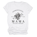 Détail de l'imprimé floral et du texte biblique sur t-shirt blanc en coton pour femme - Blanc (Texte Noir)