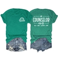 Detail view of Counselor Mode slogan print on dark green cotton blend t-shirt - Dark Green (White Print)