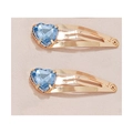 Set mit zwei goldenen BB-Haarspangen mit hellblauen Herz-Edelsteinen für Mädchen - Hellblau Paar