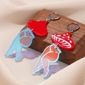 Pendientes de acrílico con forma de seta y piernas holográficas sobre madera y satén - Estilo Creativo Piernas de Mujer Champiñón (EQ091) / Rojo/Holográfico Iridiscente