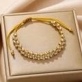 Bracelet bohème fait main à double rangée avec perles métalliques or et argent - Perles en Cuivre Dorées et Argentées