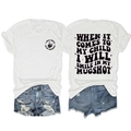 Front and back view of white cotton T-shirt with vintage slogan print and denim shorts - White