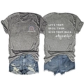 Front and back view of heather gray T-shirt with LOVE THEM SPOIL THEM daycare slogan - S / Tops / Dark Grey (White Print)