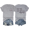 Detailansicht der Rückseite eines grauen T-Shirts mit LOVE THEM SPOIL THEM Aufdruck - S / Oberteile / Hellgrau (Schwarzer Druck)