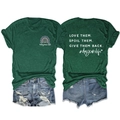 Detailansicht von Vorder- und Rückseite des grünen T-Shirts mit Daycare-Life-Slogan - S / Oberteile / Vintage Grün