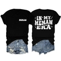Detailed front and back views of black Memaw Era T-shirt with vintage white lettering - Black (White Pattern)