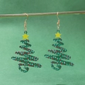 Minimalist Christmas tree earrings with colorful polka dots and golden stars for women - Christmas Tree Earrings Pair