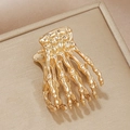 Gothic gold skeleton hand hair claw clip made of polished zinc alloy for Halloween - Single Piece / Gold