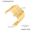 Chic 18k gold plated titanium steel cuff bracelet featuring hollow leaf and floral patterns - Gold (Z352)