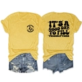 Dettagli fronte e retro della t-shirt gialla da tecnico farmaceutico con slogan - Giallo (Motivo nero)