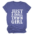 T-shirt bleu chiné Just a Small Town Girl avec imprimé vintage et col rond classique - Bleu Rétro (Texte Blanc)