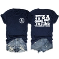T-shirt blu navy con stampa farmacia e pantaloncini di jeans in esposizione piatta - Blu Notte (Grafica Bianca)