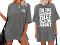 Front and back detail of charcoal oversized t-shirt with esthetician graphic and slogan - S / Dark Gray