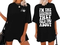 Front and back detail of oversized black Esthetician T-shirt with skull and slogan print - S / Black
