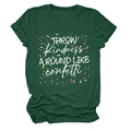 Détail d'un t-shirt vert forêt avec slogan Throw Kindness Around Like Confetti imprimé - S / Vert Vintage