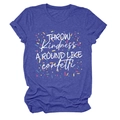 Détail d'un t-shirt en coton bleu marine avec slogan 'Throw Kindness Around Like Confetti' - S / Bleu Vintage