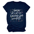 Détail du t-shirt bleu avec imprimé Throw Kindness Around blanc et motifs confettis colorés - S / Bleu Marine