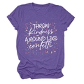 Détail d'un t-shirt violet chiné avec texte inspirant et imprimé confettis colorés - S / Violet