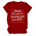 Détail du t-shirt rouge avec l'imprimé Throw Kindness Around Like Confetti et tissu en maille - S / Rouge