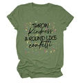 Gros plan d'un t-shirt vert olive avec motif Kindness confetti et texture de coton doux - S / Vert olive