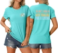 Vue détaillée du t-shirt Aqua avec slogan You Don't Scare Me et imprimé I Speak Toddler - S / Bleu Eau Profonde