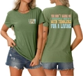 Vues avant et arrière du t-shirt vert armée avec texte I SPEAK TODDLER et short denim - S / Vert olive