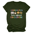 Gros plan d'un t-shirt vert olive avec imprimé graphique coloré AAC communication - S / Hauts / Vert Armée (Texte Blanc)