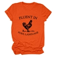 Detail of the high-quality orange cotton t-shirt with a black rooster and fowl text - S / Orange
