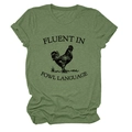 Olive green crewneck t-shirt featuring a vintage rooster print and funny fowl language slogan - S / Olive Green