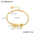 18K vergoldetes Edelstahl-Schlangenarmband mit LOVE-Herz-Anhänger und Diamantbesatz - Gold