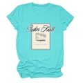 Detail of vintage Parker Knoll 1993 wine label print on a mint green cotton T-shirt - Deep Water Blue