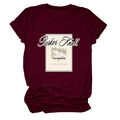 Detail of the vintage 1993 Chardonnay print on a wine red cotton crew neck T-shirt - Burgundy