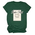 Close-up of vintage Parker Knoll 1993 print on a dark green melange cotton T-shirt - Vintage Green