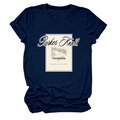 Detailed view of the vintage Parker Knoll 1993 wine label print on a navy cotton T-shirt - Navy Blue