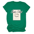 Detail of forest green cotton T-shirt featuring a vintage 1993 Parker Knoll wine label print - Dark Green