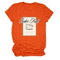 Detail of vintage Parker Knoll Chardonnay wine label print on orange cotton t-shirt - Orange