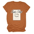 Detail of Parker Knoll 1993 vintage wine graphic on rust orange crew neck t-shirt - Burnt Orange