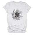 Détail de l'imprimé tournesol noir et blanc sur un t-shirt en coton blanc de haute qualité - S / Blanc (Texte Noir)