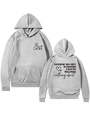 Detail view of light grey cotton hoodie with Be KIND logo and inspirational back quote - S / Gray