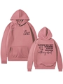 Front and back view of mauve hoodie with Be Kind print and inspirational quote - S / Pink