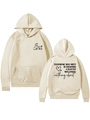 Front and back view of beige hoodie with 'Be KIND' and quote print on back - S / Beige