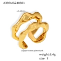 Unregelmäßiger Wellenring mit 18 Karat Vergoldung aus Kupfer, minimalistisch Gr. 7 - US 7 / Gold