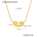 Vergoldete Edelstahl Halskette mit U-Anhänger und 40+5cm verstellbarer Kette - U-Förmige Anhänger Schlüsselbeinkette (P1635) / Gold