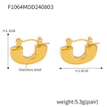 Polierte, vergoldete U-förmige Creolen aus Edelstahl, Dicke Ohrringe in 1,3 cm Höhe - U-Förmige Geometrische Ohrringe (F1064) / Gold