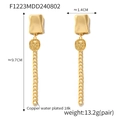 Pendientes largos bañados en oro de 18k con moneda de retrato y borlas - Dorado