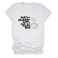 Détail d'un t-shirt blanc en coton avec texte espagnol café et rhum et icône de tasse - Blanc (Police Noire)