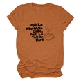 Détail de l'imprimé Por La Mañana Café sur t-shirt orange en coton à manches courtes - Orange Brûlé (Police Noire)